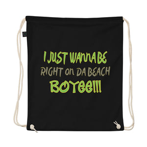 Right On Da Beach- Jamaican Letters (Organic cotton drawstring bag)