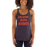 Vacation Mode Activated- Rockin Orange Letters- (Women's Racerback Tank)